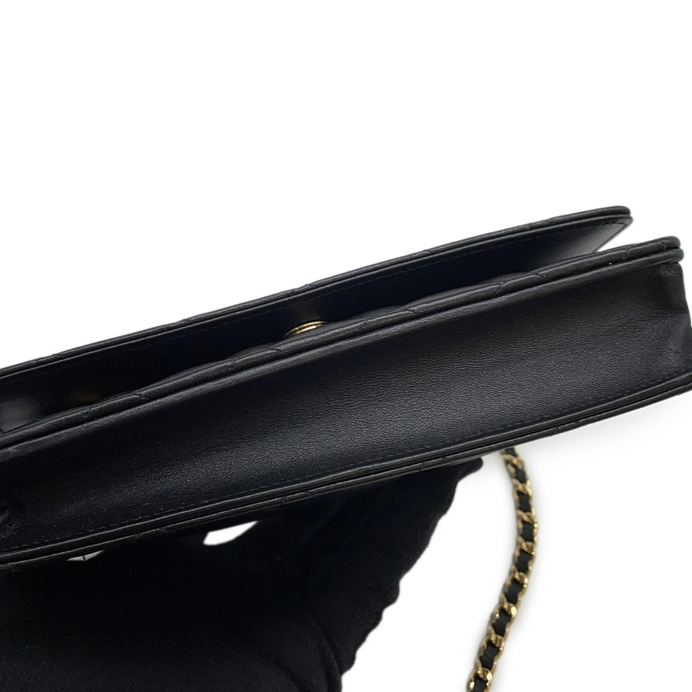 CHANEL Black Lambskin Leather Logo Wallet - Picture 7 of 13
